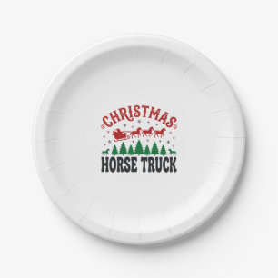 Weihnachts-Pferde-LKW-Western-Santa-Schlitten-Desi Pappteller