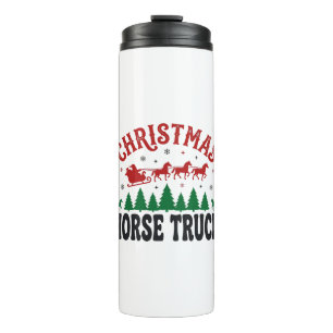 Weihnachts-Pferde-LKW Western Santa-Schlitten-Desi Thermosbecher