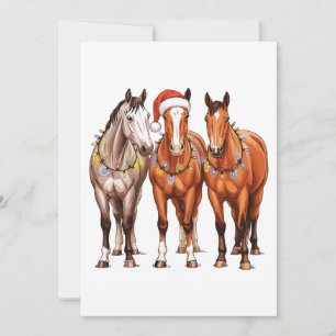 Weihnachts-Pferde Western Cowboy Santa Hut Farm Feiertagskarte