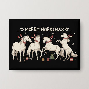 Weihnachts-Pferdeliebhaber Frohe Pferdemännchen Ba Button