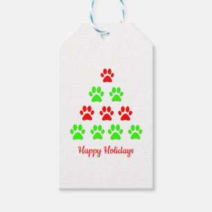 Weihnachts-Pfoten-Haustier-Baum-Designmuster grün  Geschenkanhänger