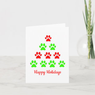 Weihnachts-Pfoten-Haustierbaum-Designmuster grün r Karte