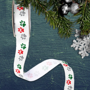 Weihnachts-Pfoten Satinband