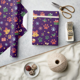 Weihnachts-Pfotenabdrücke & Geschenkverpackungspap Geschenkpapier