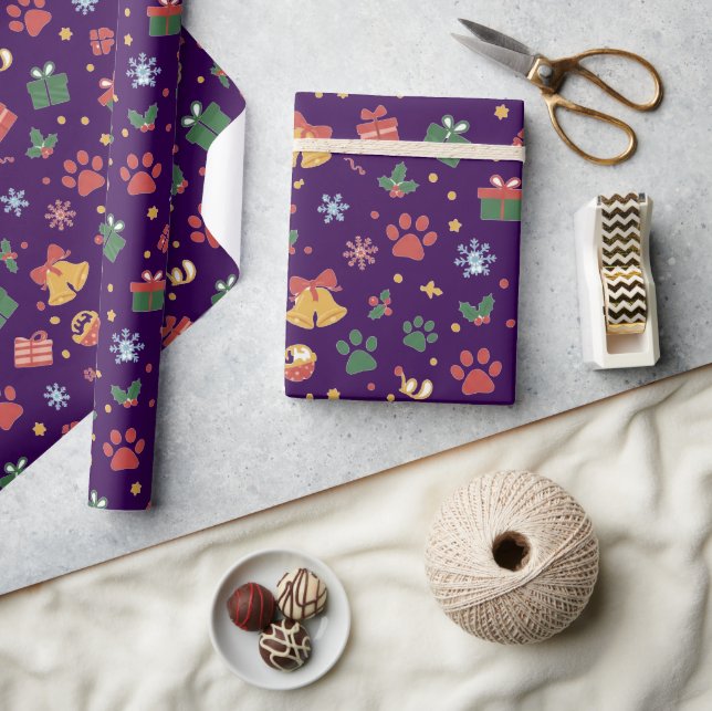 Weihnachts-Pfotenabdrücke & Geschenkverpackungspap Geschenkpapier (Basteln)