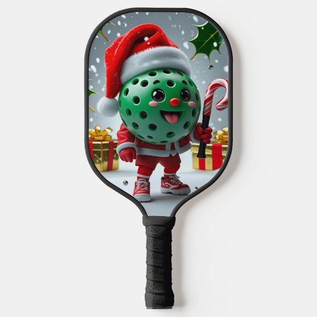 Weihnachts-Pickleball Cheer - Weihnachtsmannmütze  Pickleball Schläger (Vorderseite)