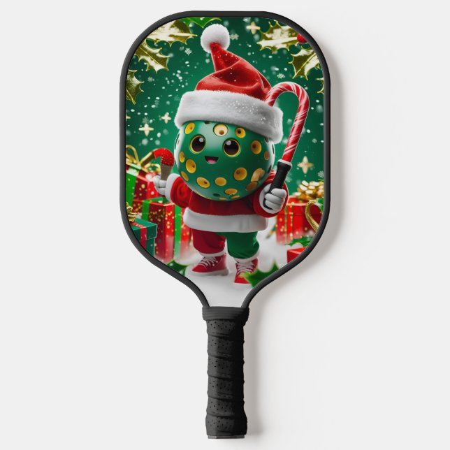 Weihnachts-Pickleball Cheer - Weihnachtsmannmütze  Pickleball Schläger (Vorderseite)
