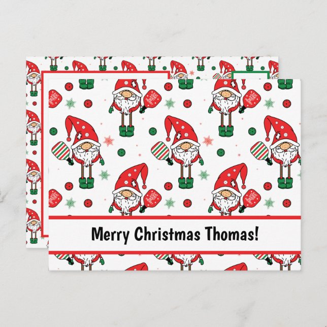 Weihnachts-Pickleball Postkarte (Vorne/Hinten)