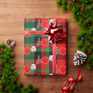 Weihnachts-Pickleball-Schläger Freude Rot Grün Kar Geschenkpapier