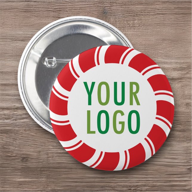 Weihnachts-Pinback-Button mit Firmenlogo Button (MISOOK Peppermint Candy Cane Holiday Button with Logo for Christmas)