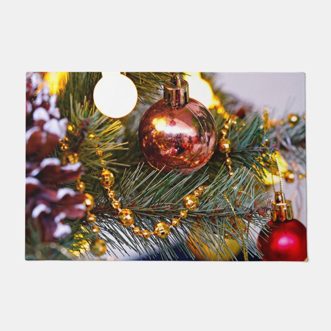 Weihnachts-Pine Bauble und Garland Fußmatte (Vorderseite)