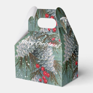 Weihnachts-Pine Cones Snow Red Berries Geschenkschachtel