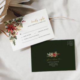 Weihnachts Pine Floral Winter Wedding RSVP Card