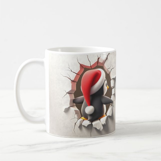 Weihnachts-Pinguin durchbrechen - Cute 3D Mug Kaffeetasse (Links)