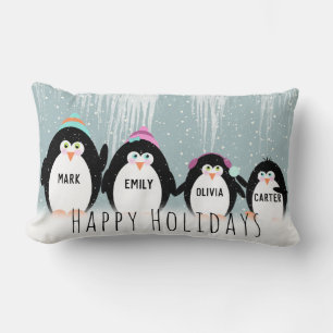 Weihnachts-Pinguin-Familien-Wurfkissen Lendenkissen