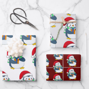 Weihnachts-Pinguin Geschenkpapier Set
