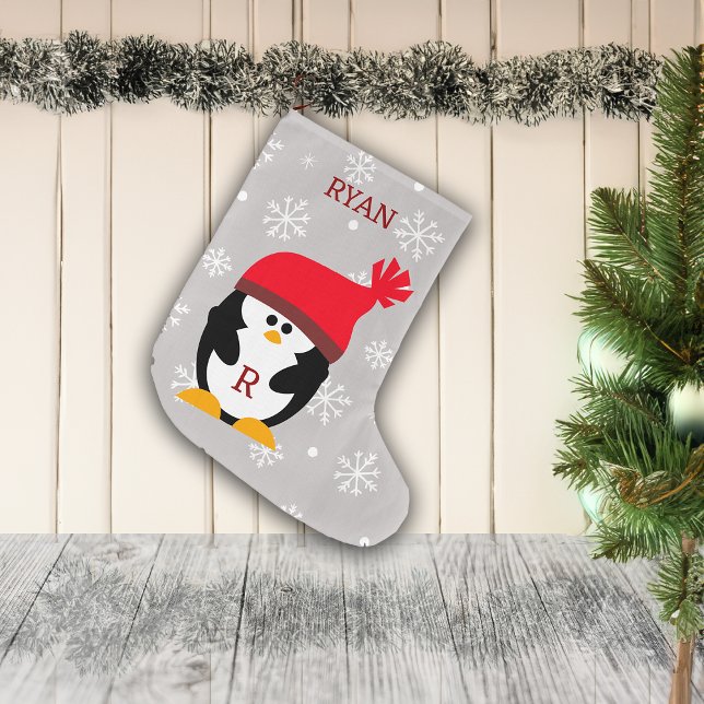 Weihnachts-Pinguin-Individuelle Name Großer Weihnachtsstrumpf (Von Creator hochgeladen)