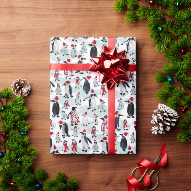 WEIHNACHTS-PINGUIN-PARTY GESCHENKPAPIER (Feiertagsgeschenk)