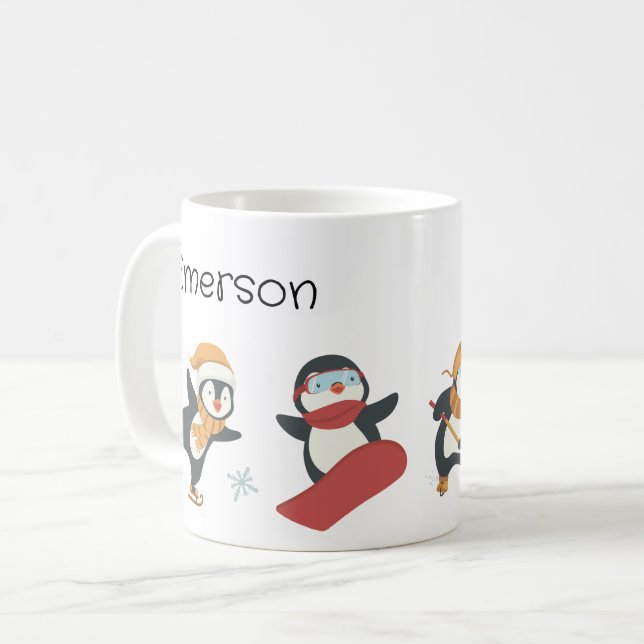 Weihnachts-Pinguin-Tasse Kaffeetasse (Vorderseite Links)