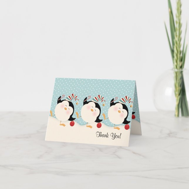 Weihnachts-Pinguine Dankeschön Dankeskarte (Vorderseite)