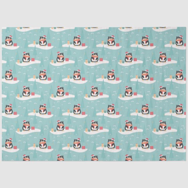 Weihnachts-Pinguine-Tissue Seidenpapier (Vorderseite)