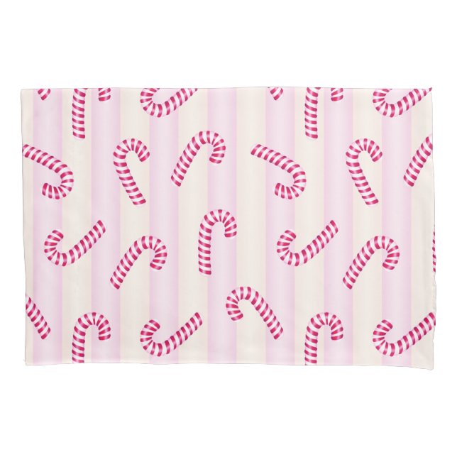 Weihnachts Pink Candycanes Muster Kissenbezug (Vorderseite)