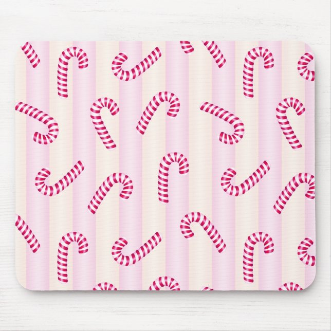 Weihnachts Pink Candycanes Muster Mousepad (Vorne)