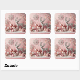 Weihnachts Pink Glittery Baby Elements Quadratischer Aufkleber