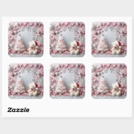 Weihnachts Pink Glittery Baby Elements Quadratischer Aufkleber