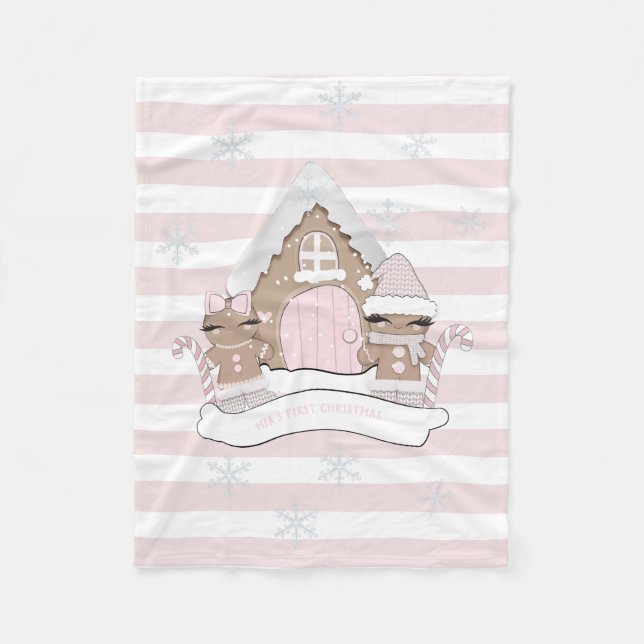 Weihnachts-Pink-Lebkuchen Thema Blanket Fleecedecke (Vorderseite)