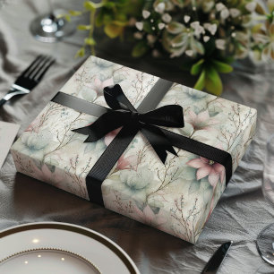 Weihnachts-Pink und Silber-Weihnachtsstern-Blumenm Geschenkpapier Set