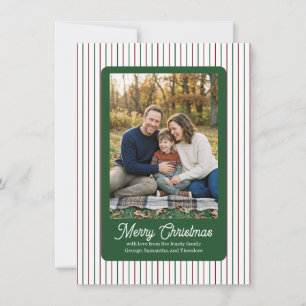 Weihnachts-Pinstripe mit grünem Feld Familienfoto Feiertagskarte