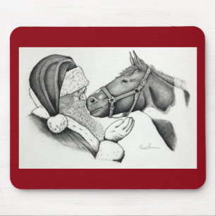 Weihnachts Pinto Paint Horse und Santa Mousepad