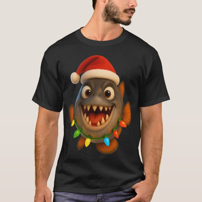 Weihnachts-Piranha T-Shirt (Vorderseite)