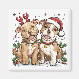 Weihnachts-Pit Bull-Hunde Magnet