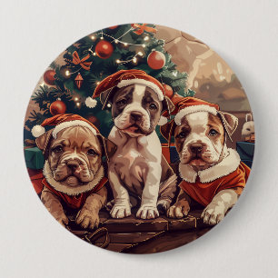 Weihnachts-Pit-Bull-Welpen Button