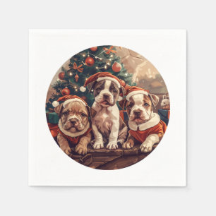 Weihnachts Pit Bull Welpen Hunde Serviette