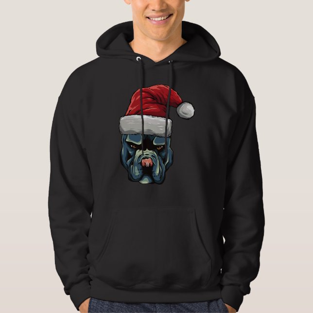 Weihnachts-Pit Bull Welpenhund in einer Weihnachts Hoodie (Vorderseite)