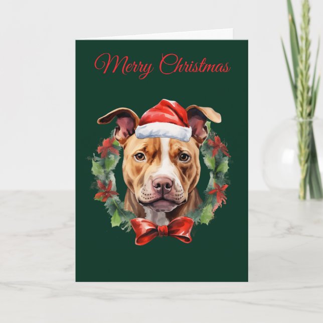Weihnachts-Pitbull Feiertagskarte (Vorderseite)