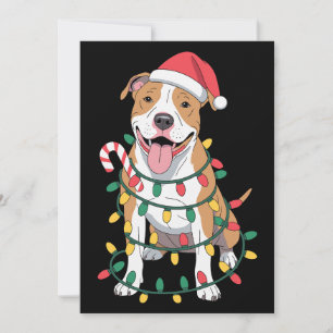 Weihnachts-Pitbull-Hund-Santa-Hut-Lichter-Zuckerst Einladung