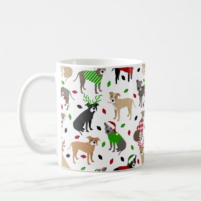 Weihnachts-Pitbull-Hunde Tasse (Links)