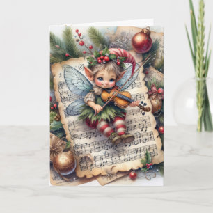 Weihnachts-Pixie-Fairy Violin Karte