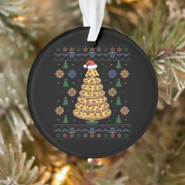 Weihnachts-Pizza-Baum-Santa-Hut-hässlicher Pullove Ornament (Baum)