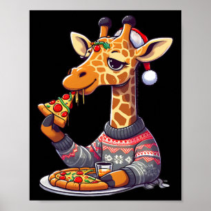 Weihnachts-Pizza-Giraffe Poster