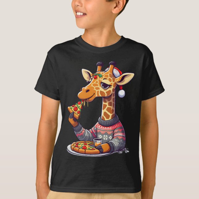 Weihnachts-Pizza-Giraffe  T-Shirt (Vorderseite)