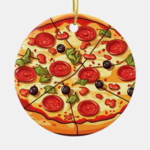 Weihnachts-Pizza, Lustiger Foodie, Weißer-Elefant- Keramik Ornament