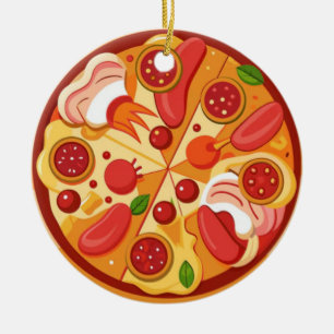 Weihnachts-Pizza, Lustiger Foodie, White Elephant- Keramik Ornament