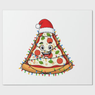 Weihnachts-Pizza-Stück mit Santa-Hut für Foodies Geschenkpapier