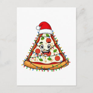 Weihnachts-Pizza-Stück mit Santa-Hut für Foodies Postkarte