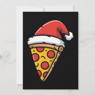 Weihnachts-Pizza-Stück-Santa-Hut-Peperoni-Feiertag Einladung